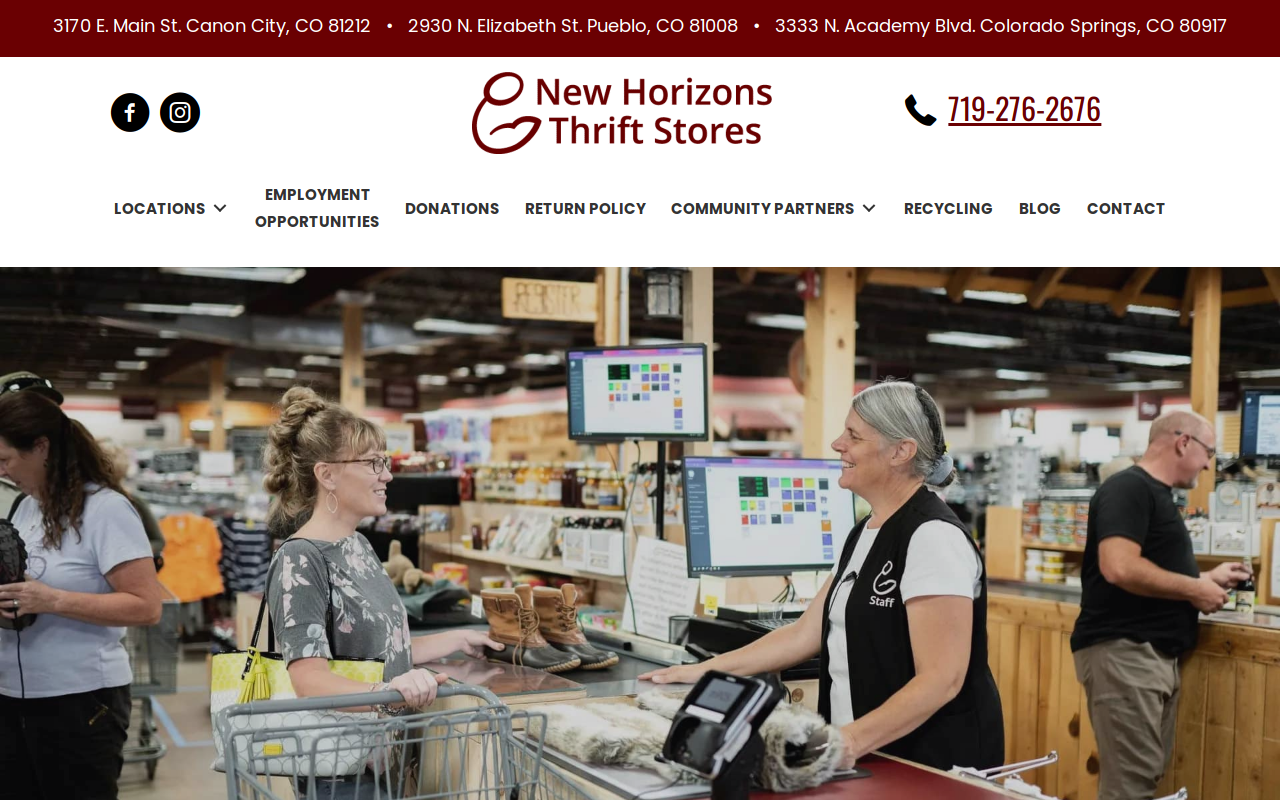 New Horizons Thrift Shop website preview