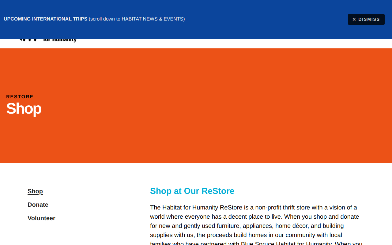 Blue Spruce Habitat for Humanity ReStore website preview
