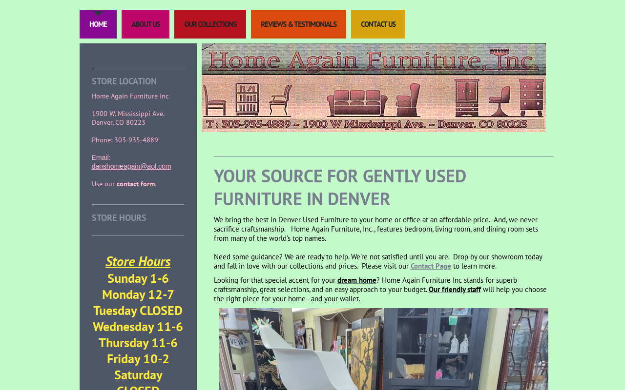 Home Again Furniture, Inc. website preview