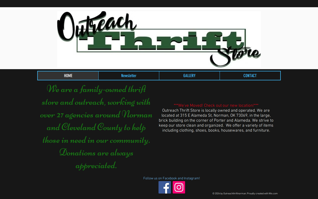 Outreach Thrift Store website preview