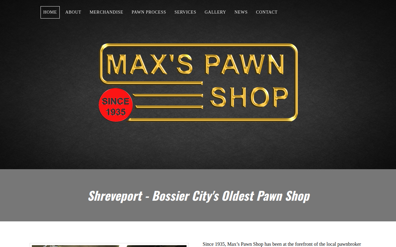 Max's Pawn Shop website preview