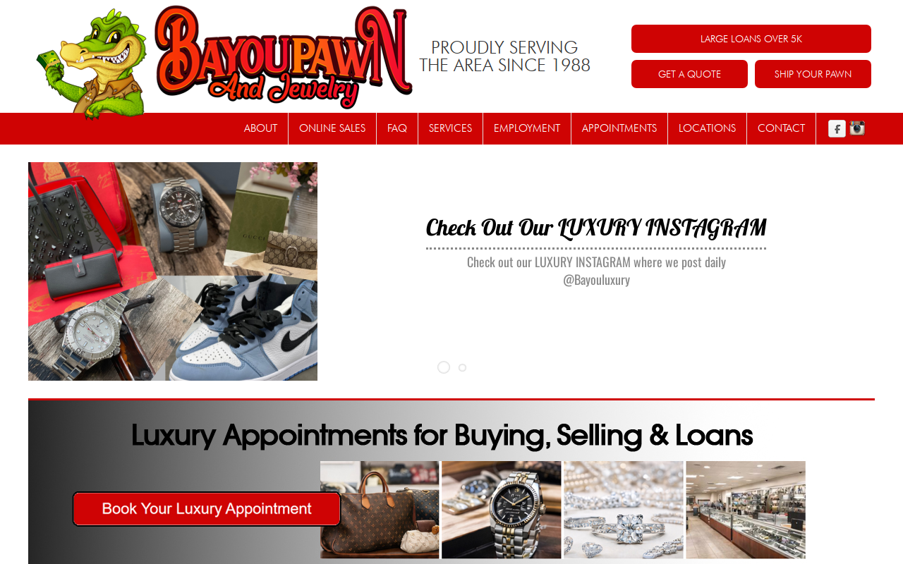 Bayou Pawn & Jewelry - Hammond website preview