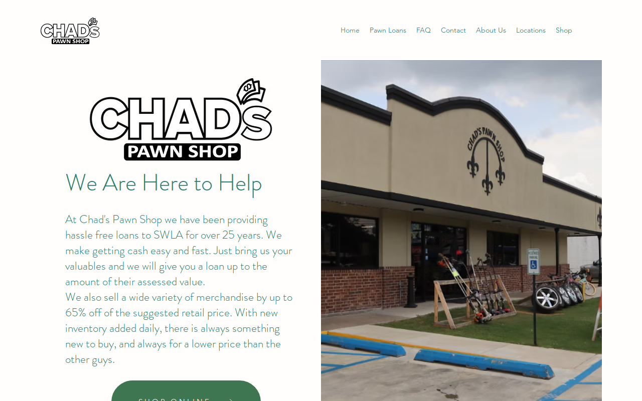 Chad’s Pawn Shop website preview