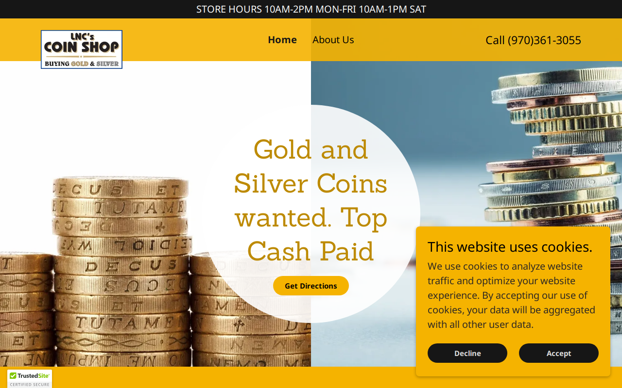 LNC's Coin Shop website preview