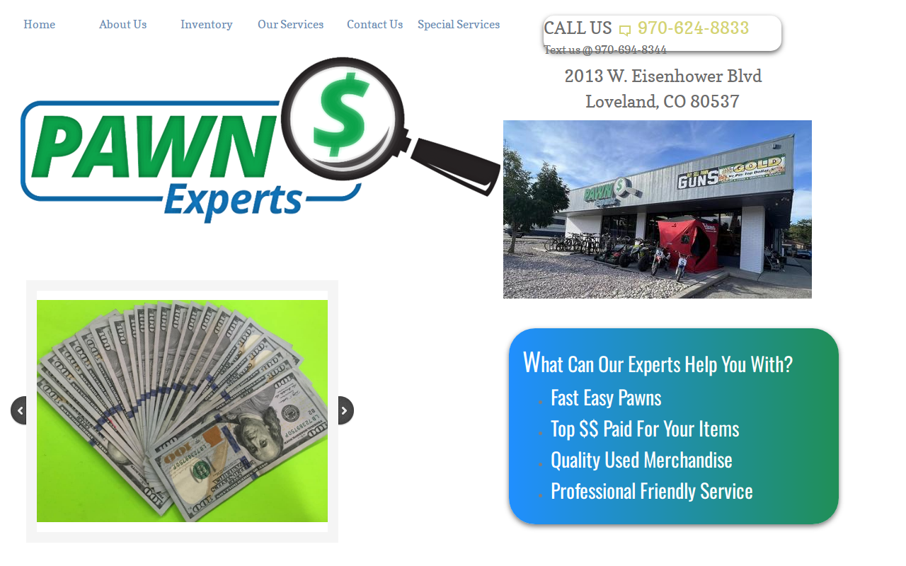 Pawn Experts website preview