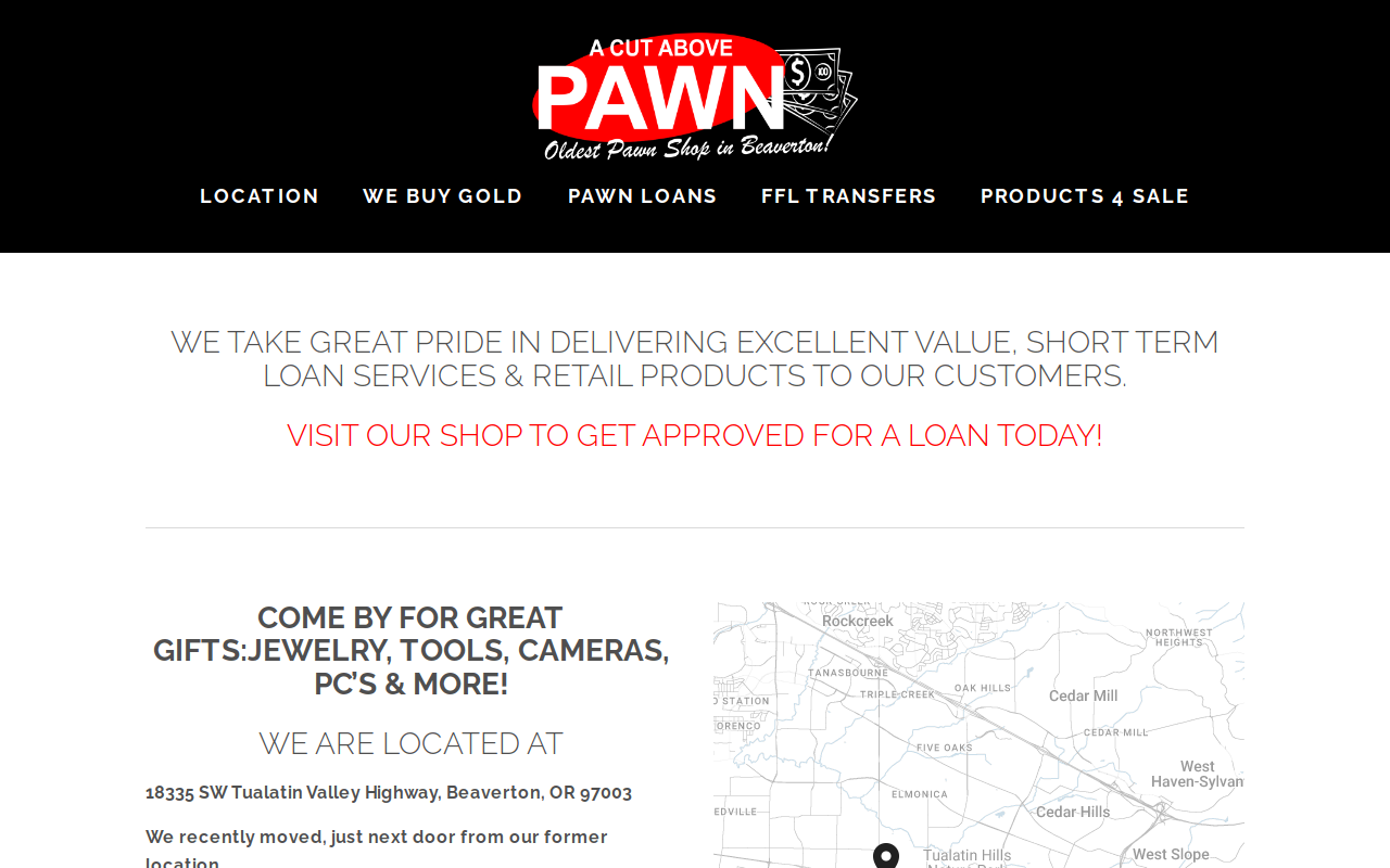 A Cut Above Pawn website preview