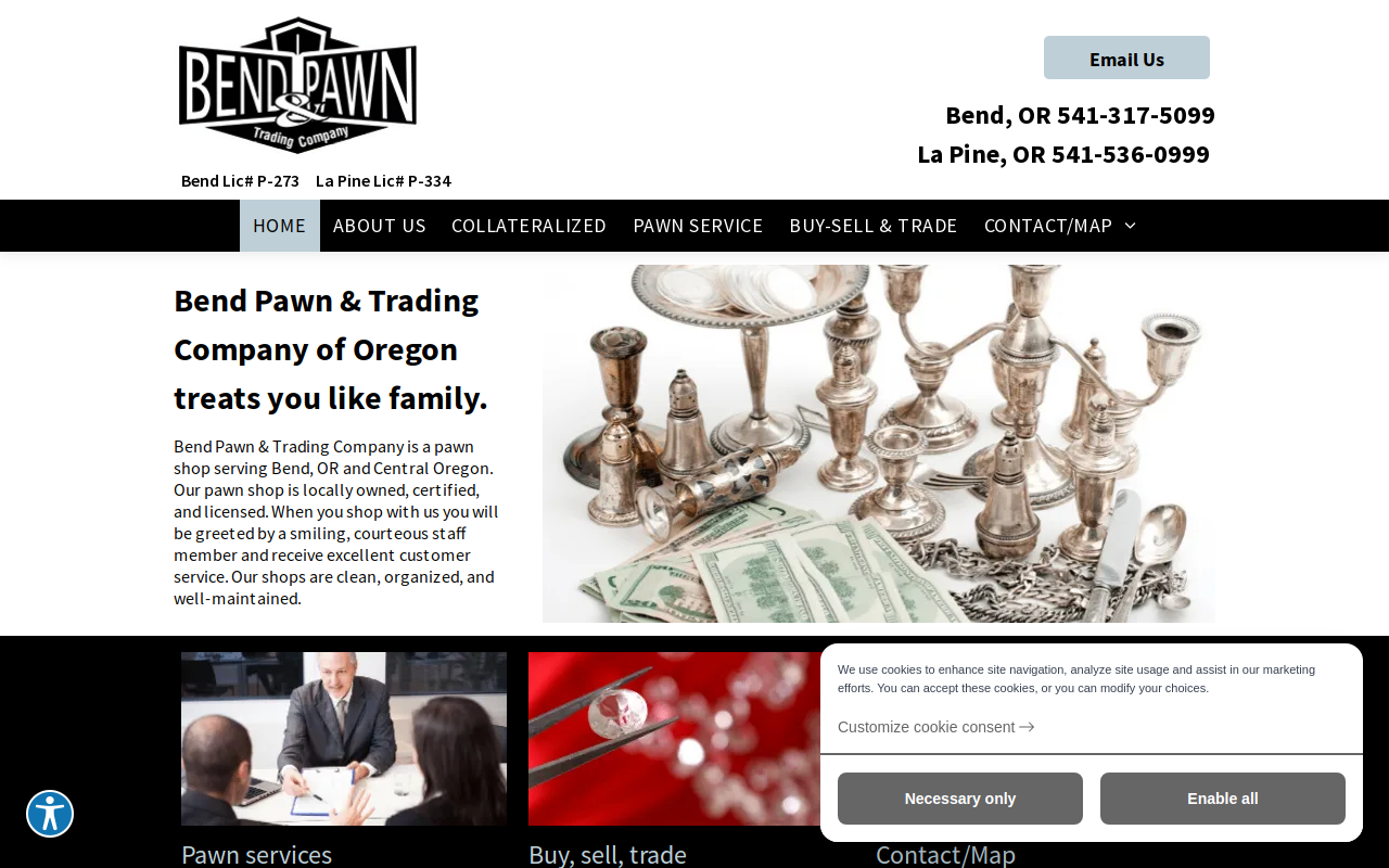 Bend Pawn & Trading Company website preview