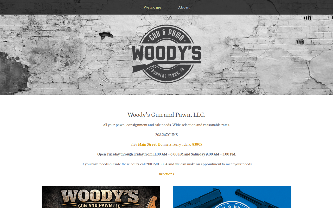 Woody's Gun and Pawn website preview