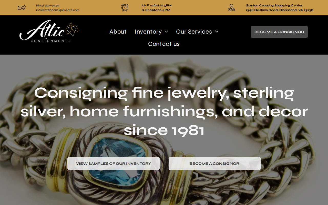 The Attic Consignments website preview