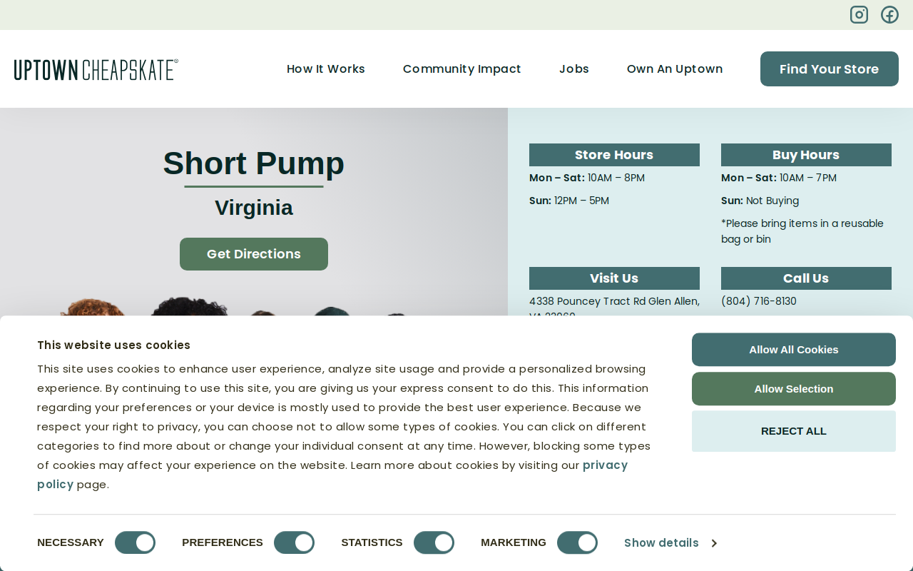 Uptown Cheapskate website preview