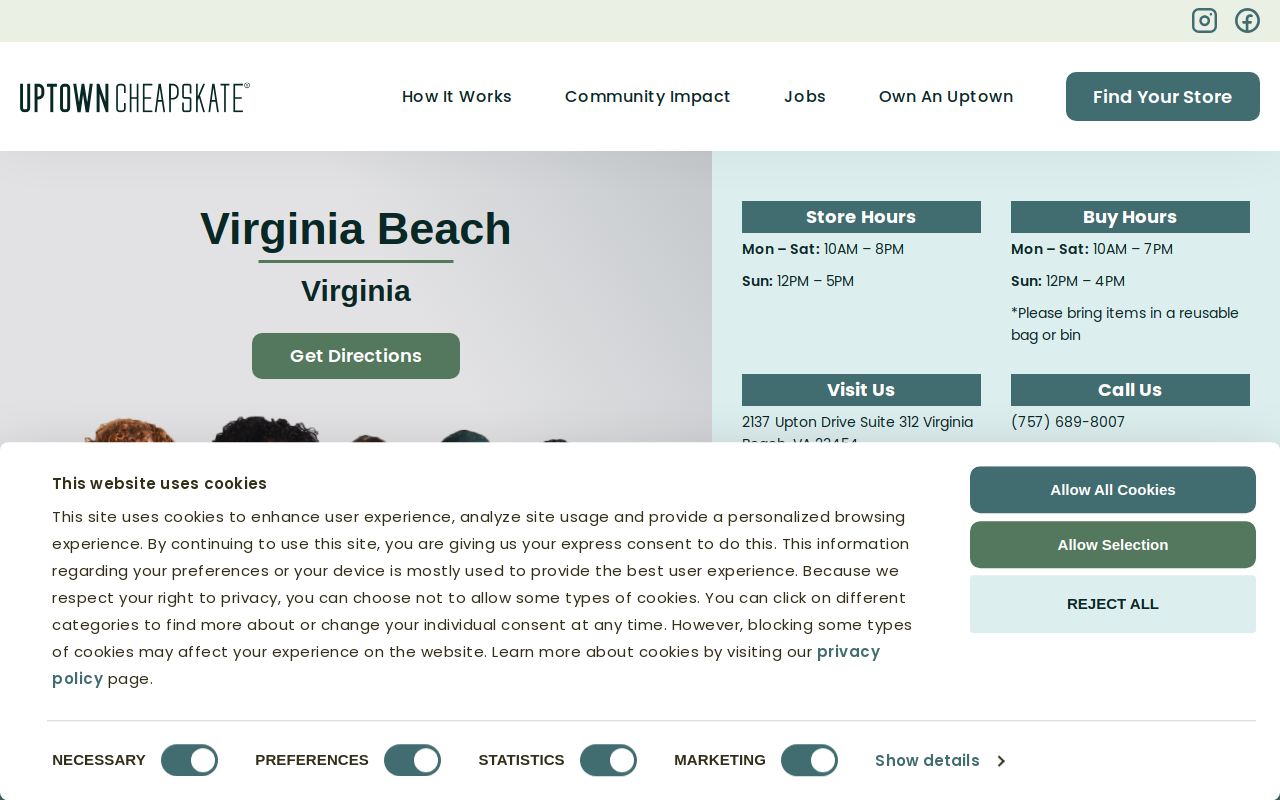 Uptown Cheapskate Virginia Beach website preview