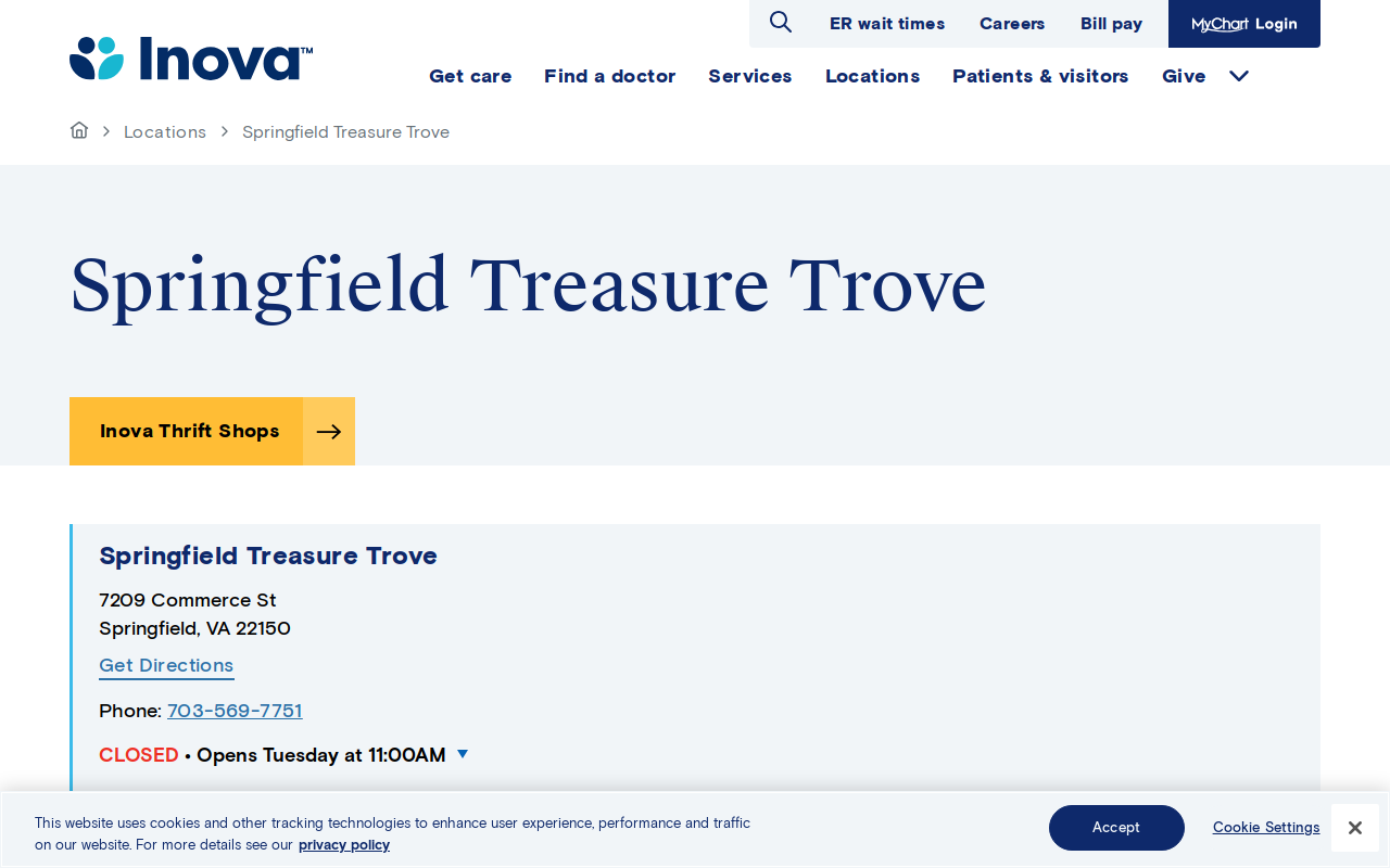 Inova Treasure Trove website preview