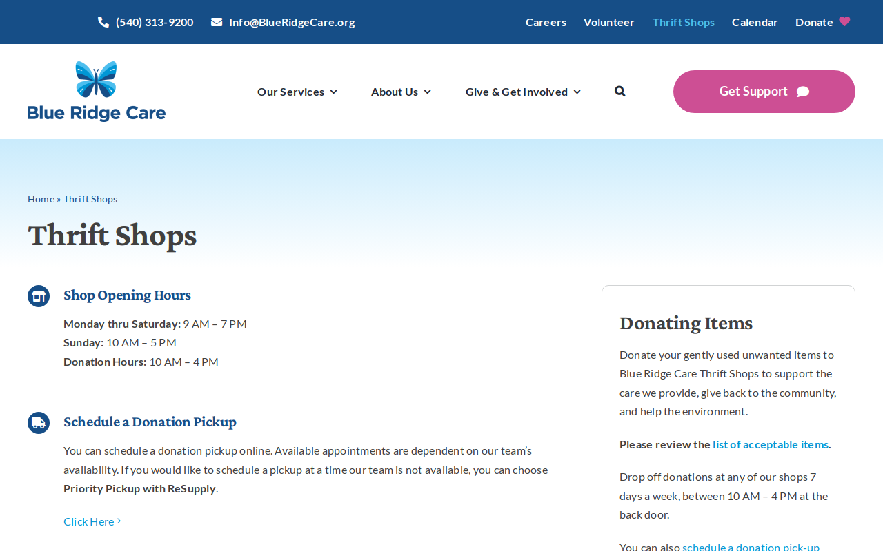 Blue Ridge Hospice website preview