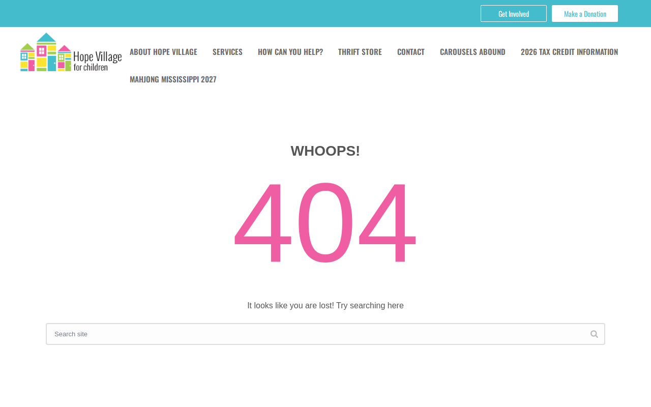 Hope Village for Children Thrift Store website preview