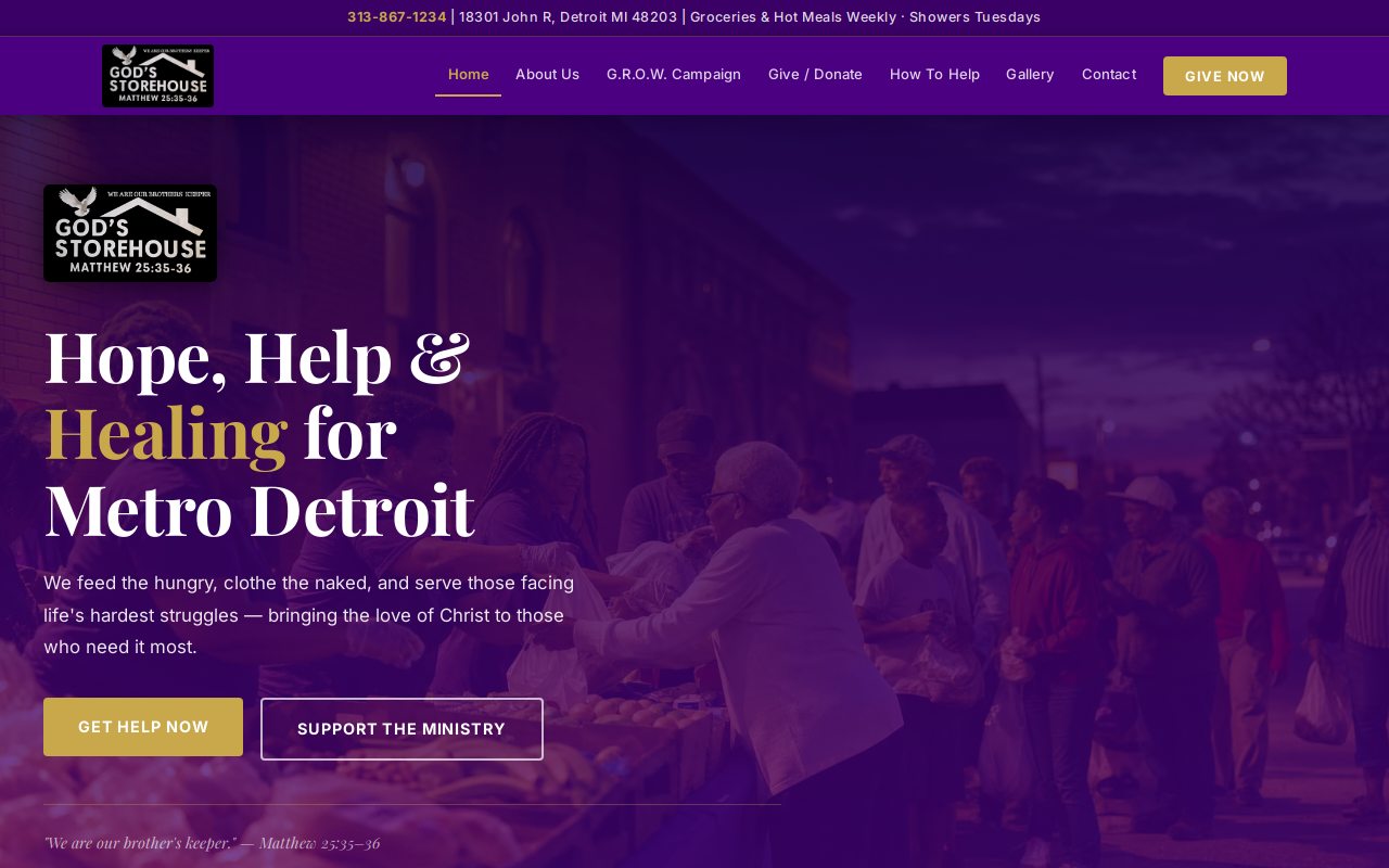 God's Storehouse website preview