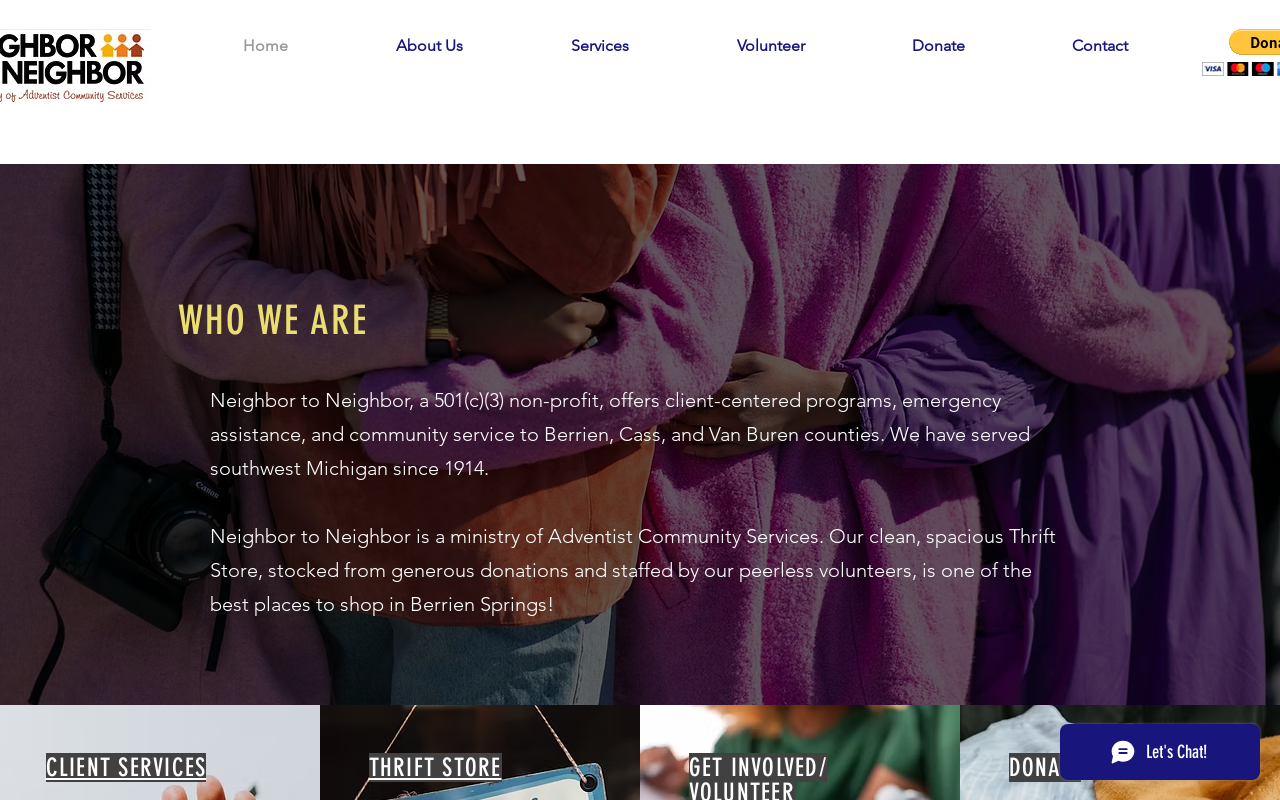 Neighbor to Neighbor Community Services website preview