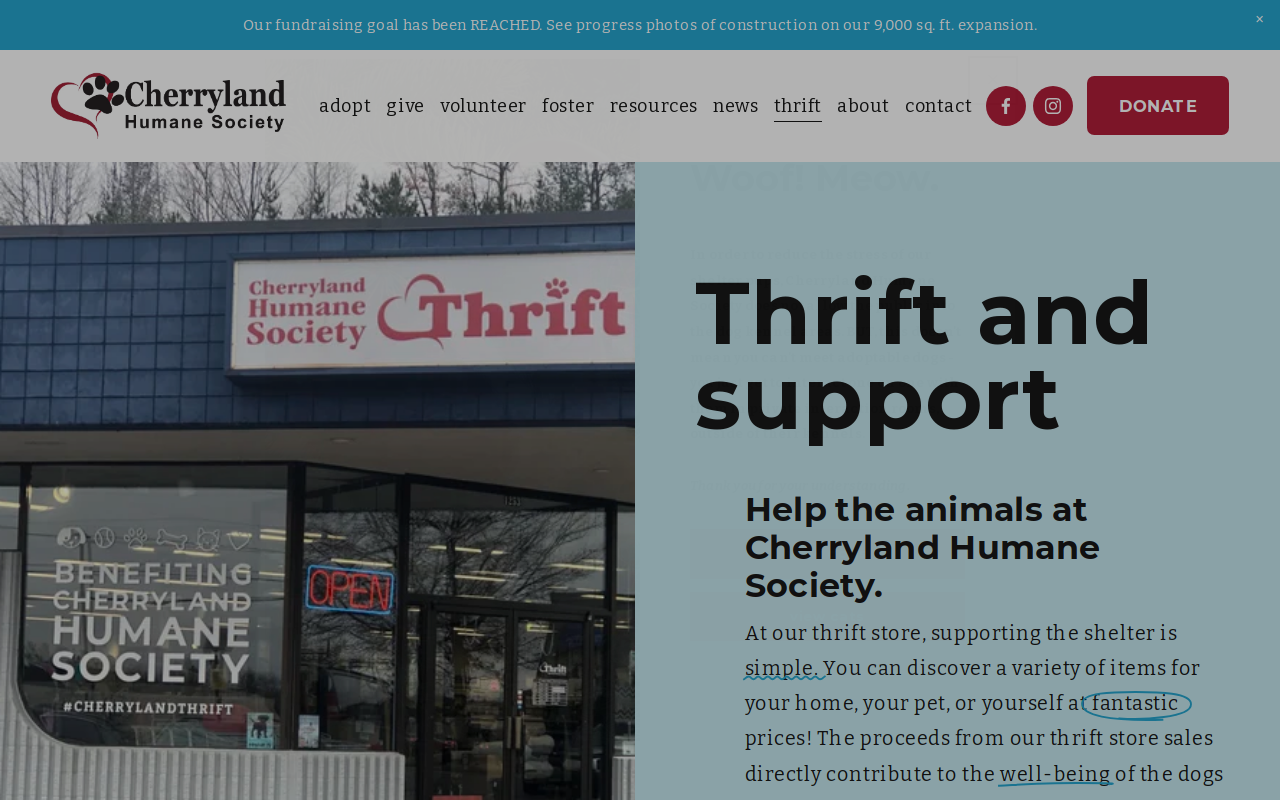 Cherryland Humane Society Thrift website preview