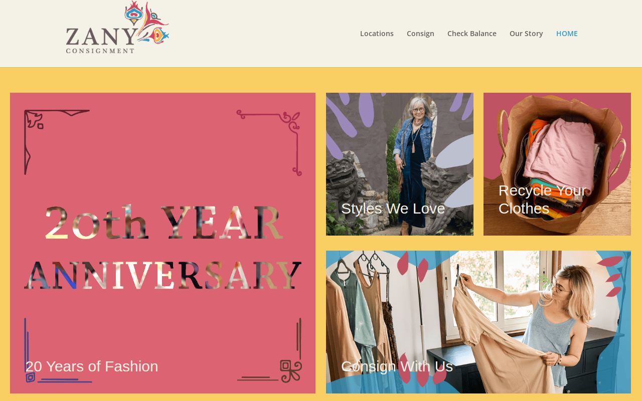 Zany Consignment Boutique East website preview