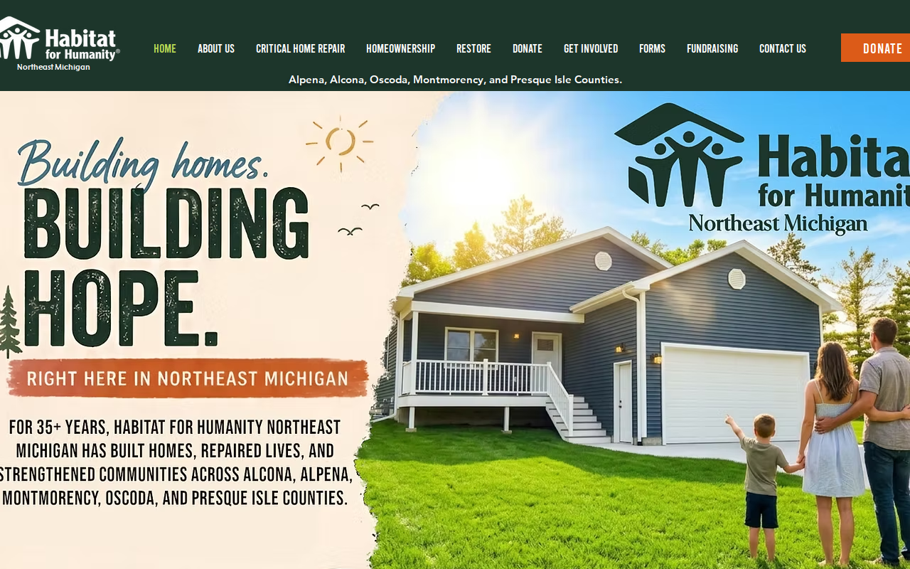 Habitat for Humanity Northeast Michigan / ReStore website preview