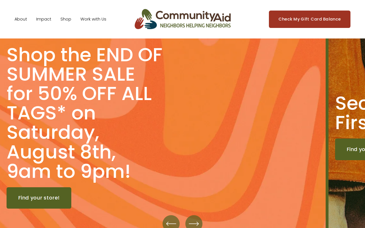 Community Aid Thrift Store website preview