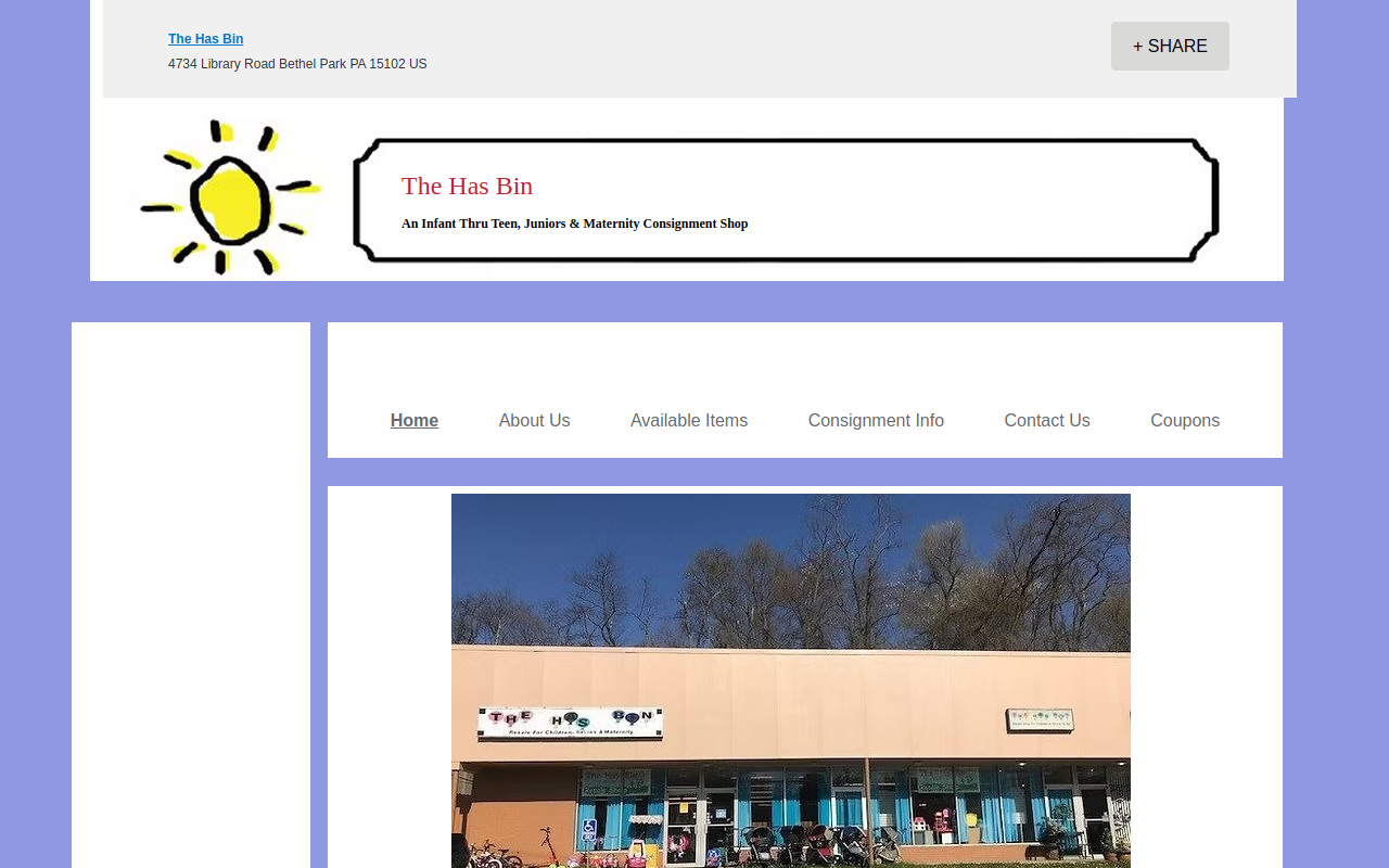 The Has Bin website preview