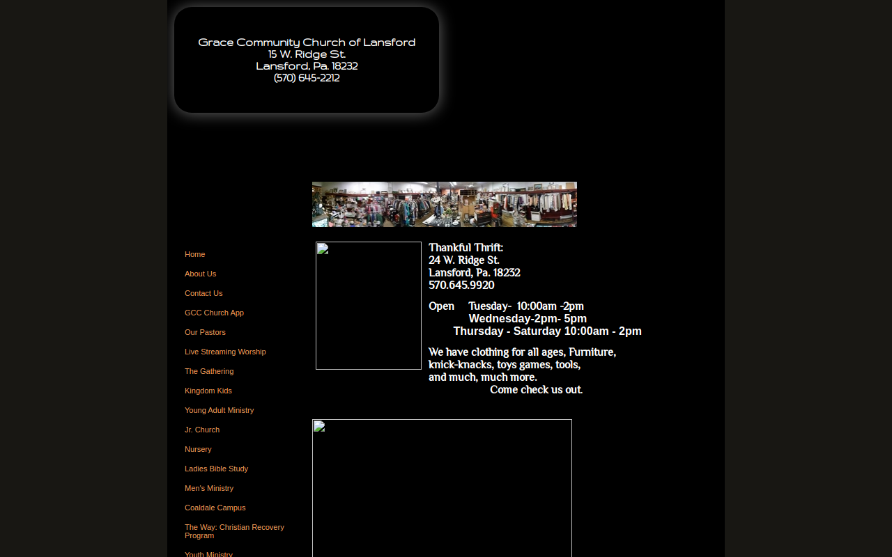 Thankful Thrift Store website preview