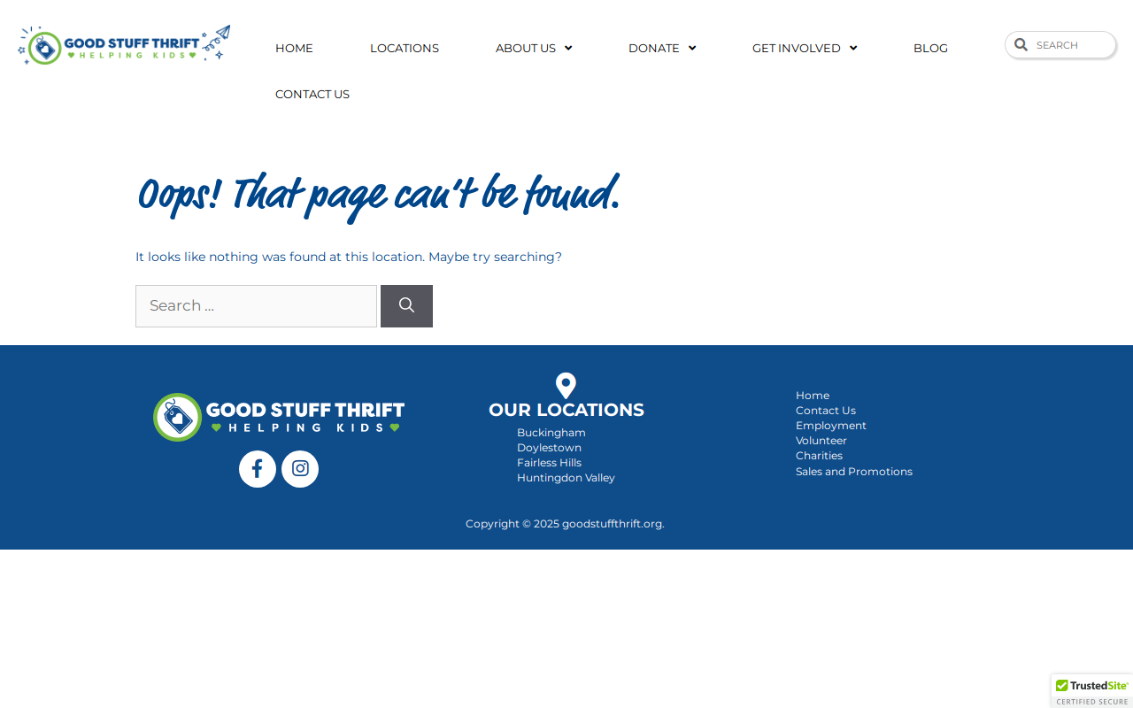 Good Stuff Thrift website preview