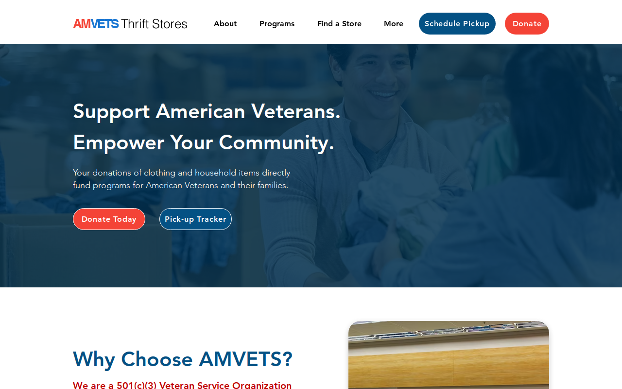 AMVETS Thrift Store website preview