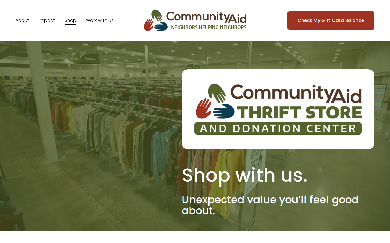 CommunityAid Thrift Store website preview