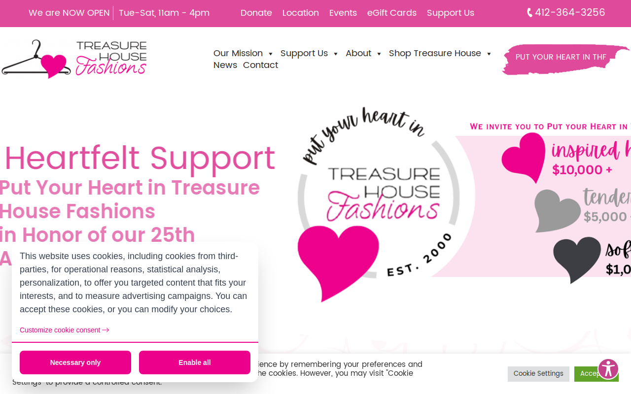Treasure House Fashions website preview