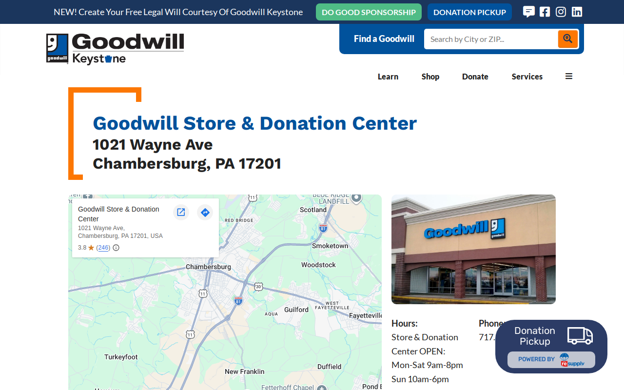 Goodwill Store and Donation Center website preview