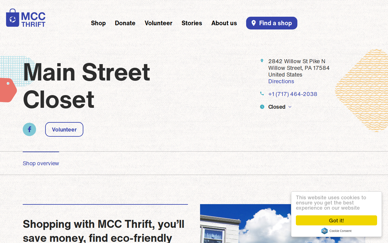 Main Street Closet website preview