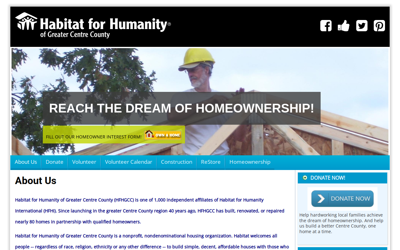 Habitat For Humanity of Greater Centre County & ReStore website preview