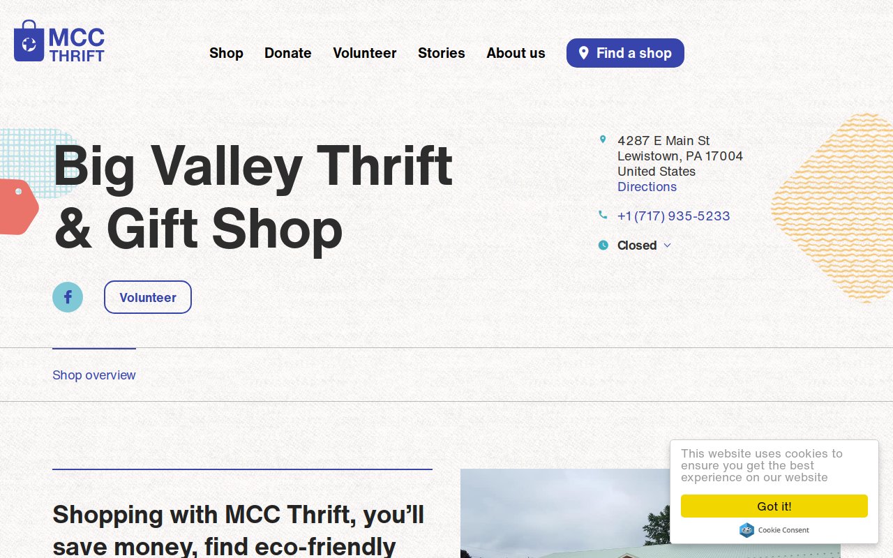 Big Valley Thrift & Gift Shop website preview