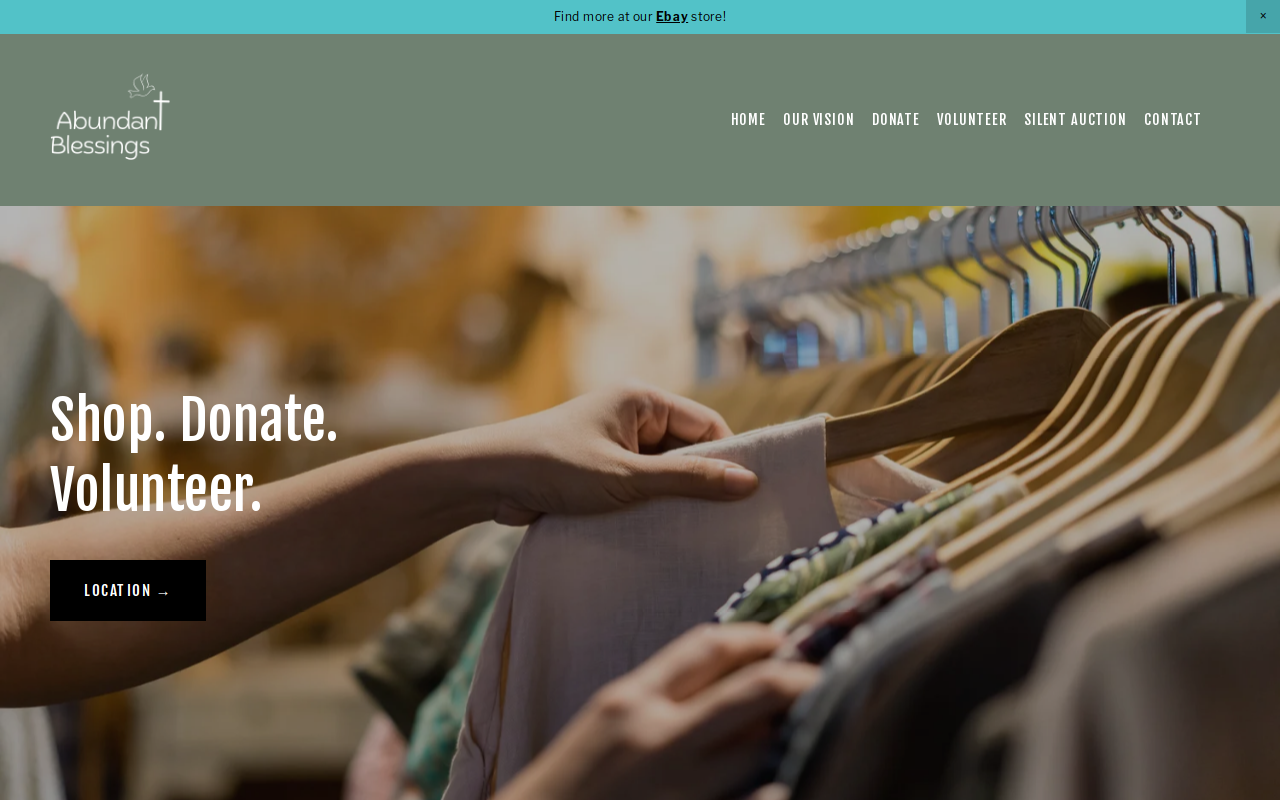 Abundant Blessings Thrift Store website preview