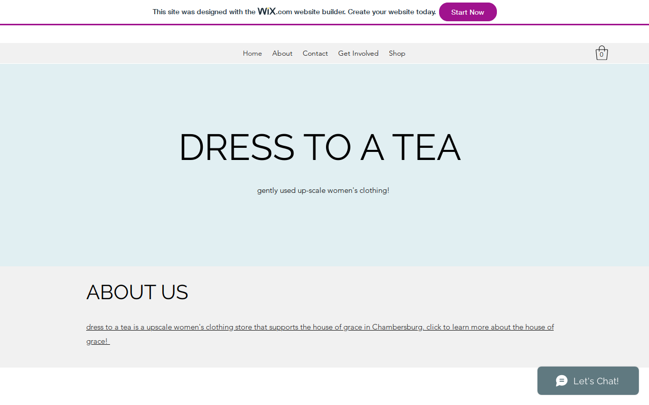 Dress to a Tea website preview