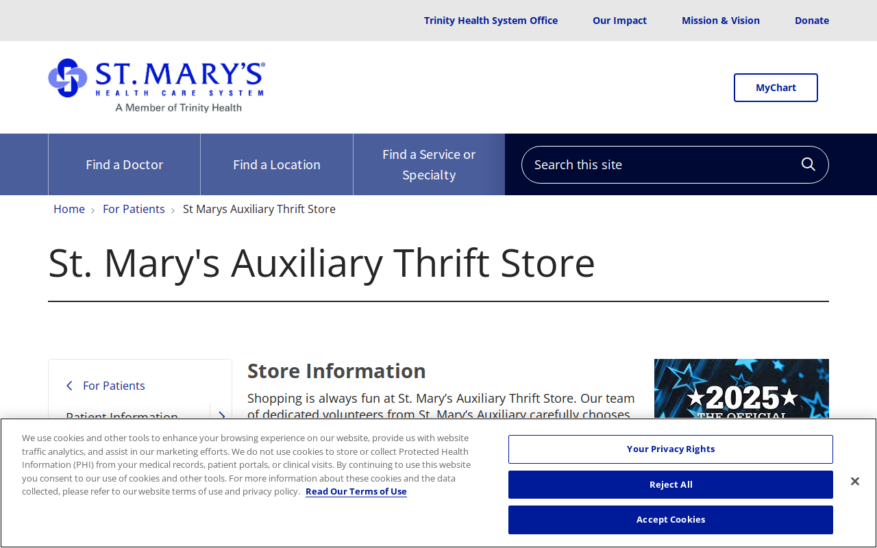 Saint Mary's Auxiliary Thrift Store website preview