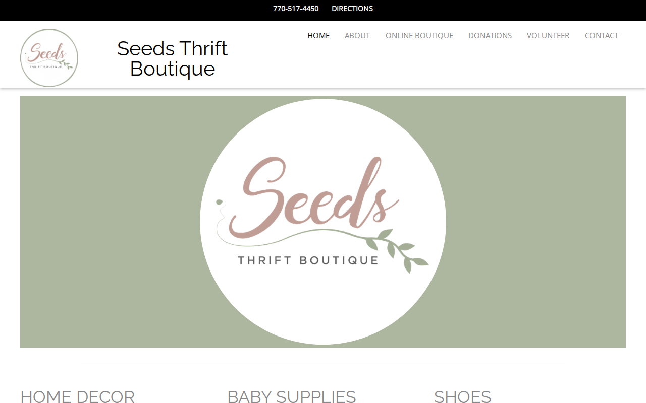 Seeds Thrift Store website preview