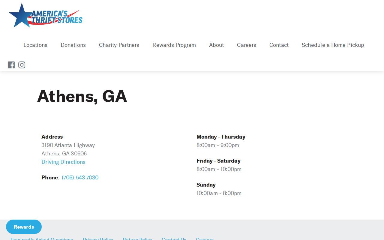 America's Thrift Store website preview