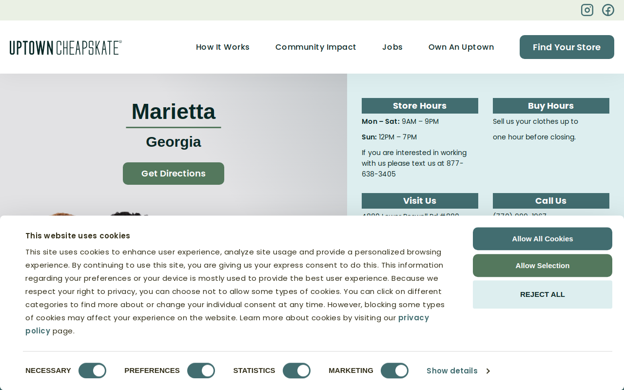 Uptown Cheapskate website preview