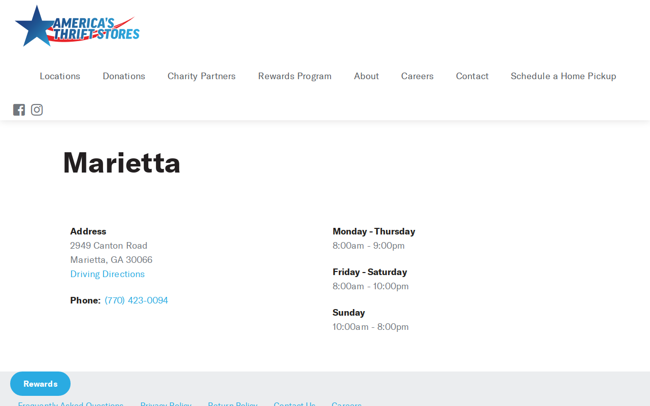 America's Thrift Stores website preview
