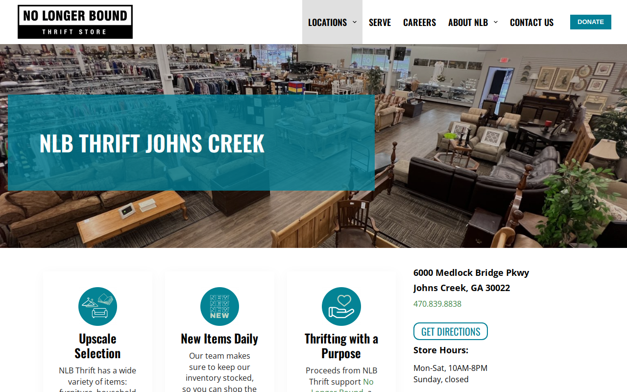 No Longer Bound Thrift Store website preview