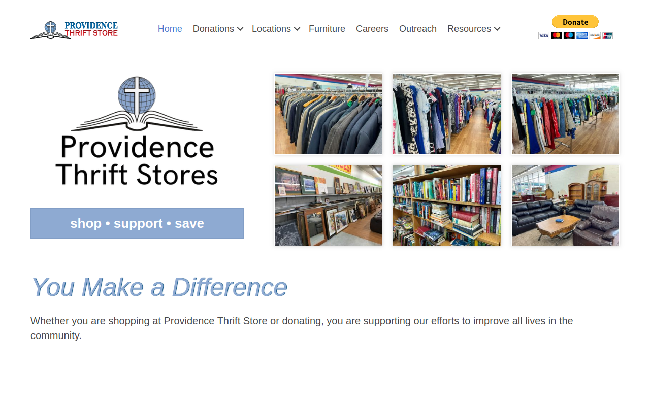 Providence Thrift Store website preview