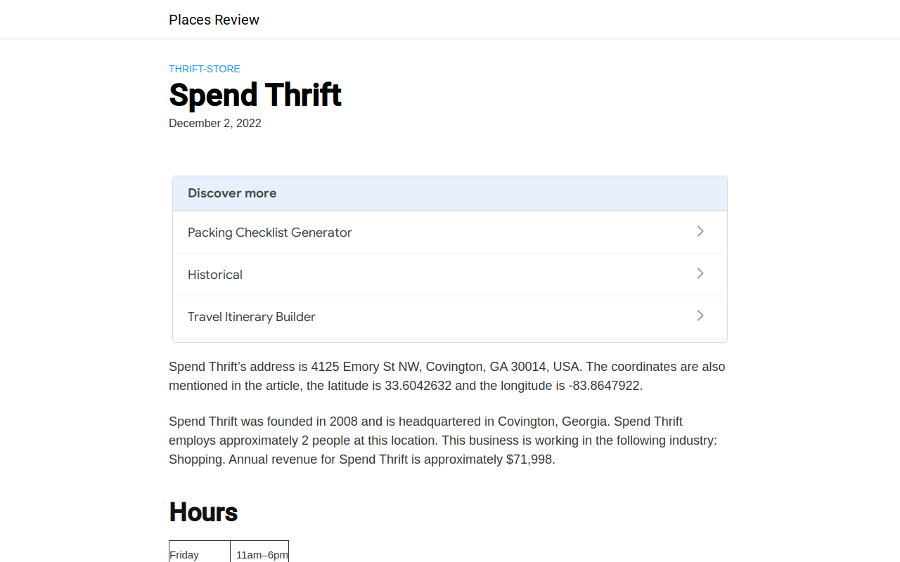 Spend Thrift website preview