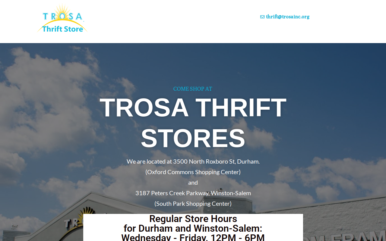 TROSA Thrift Store website preview