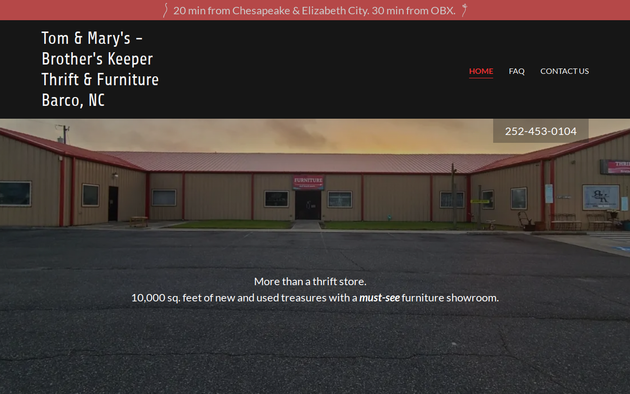 Brothers Keepers' Thrift Store website preview