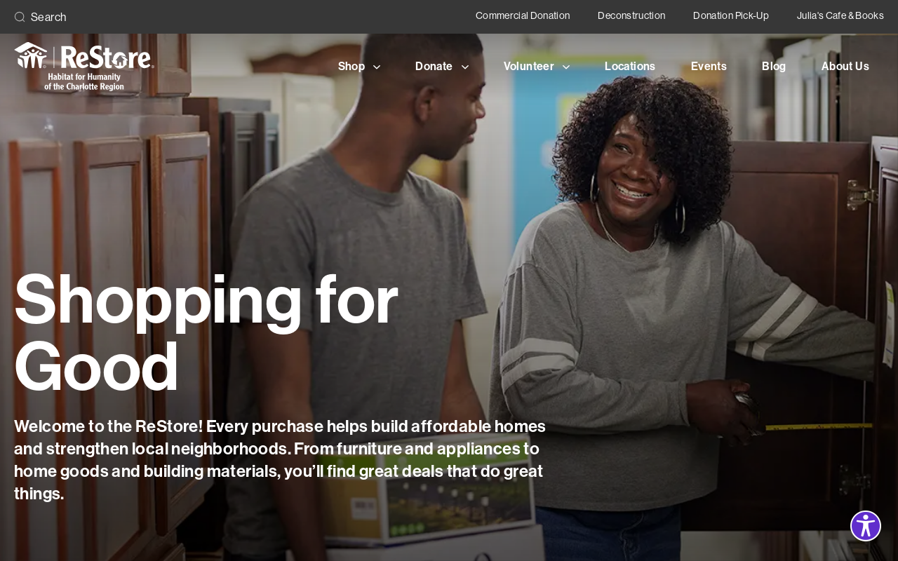 Habitat Charlotte Pineville ReStore website preview