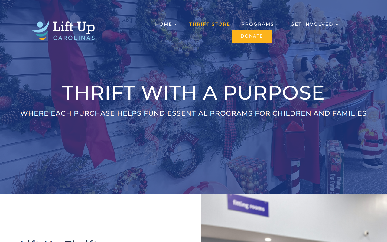 Lift Up Thrift website preview