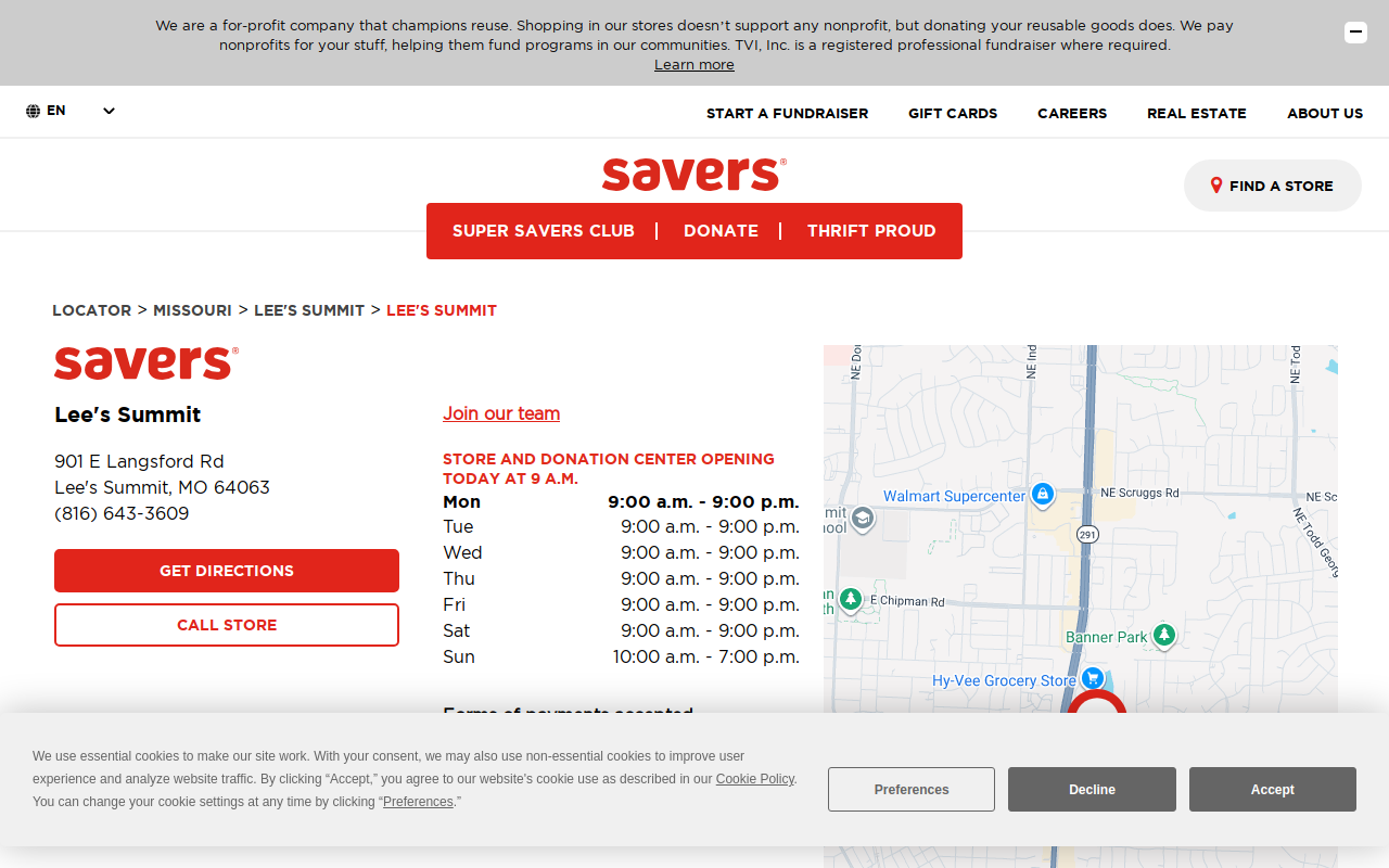 Savers website preview