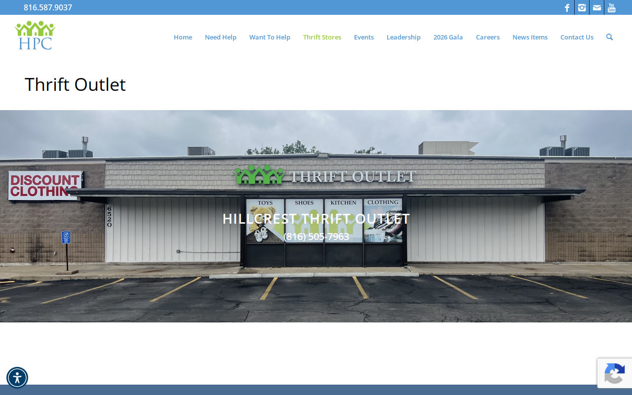 Hillcrest Thrift Shop website preview